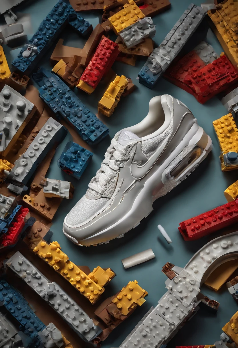 The 3D Lego model of a Nike Air Max is a precision-crafted replica made entirely from Lego bricks. It intricately captures the signature design elements, including the unique paneling, vibrant color palette, and iconic Nike Swoosh logo. This creative amalgamation of Lego artistry and sneaker culture results in a captivating representation, skillfully constructed using only Lego bricks.