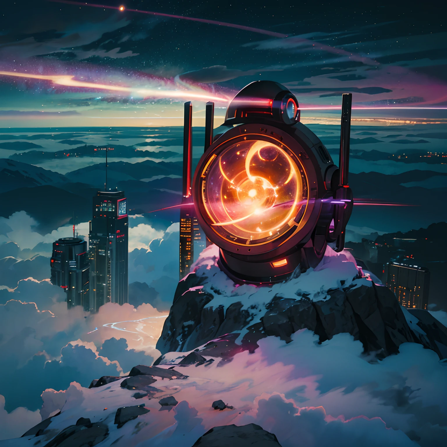 super high image, super detail, super high resolution, Northern Renaissance style, cyber punk, city, galaxy, planet, thunder, thunderstorm, professional lighting --auto