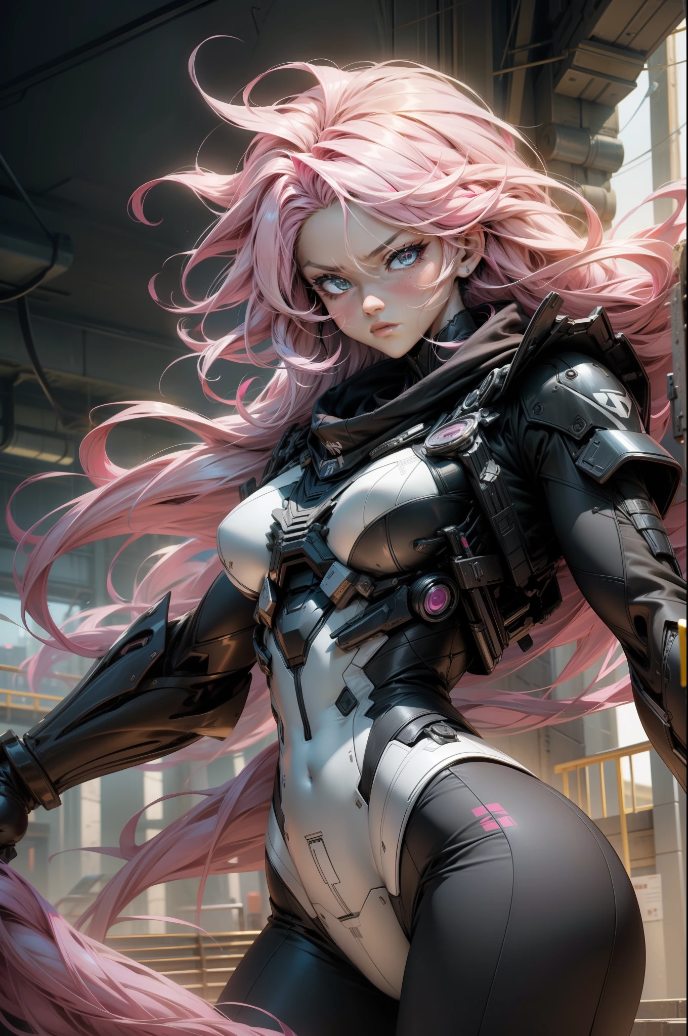 {{{{ masterpiece }}}},{{{{ 4K }}}},{{{{ badass anime 8 k }}}}, {{{{{{{{ long hair }}}}}}}}, {{{{{{{{ pink white half hair }}}}}}}}, (extremely detailed CG, ultra-detailed, best shadow), (scenery: 1.2), Black Oversized TShirt,tidal wave