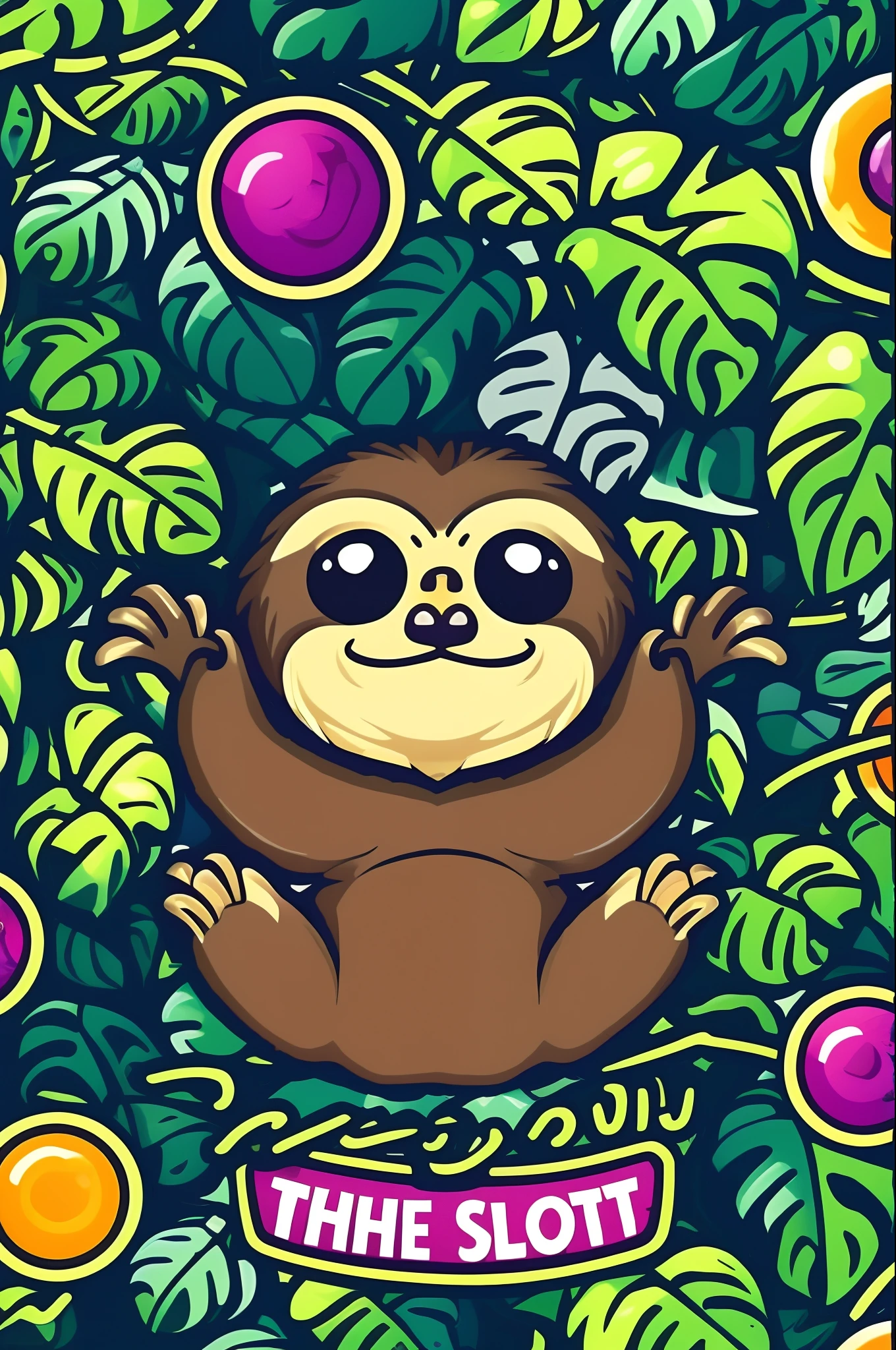 The Sloth、sloth、monochromes、A logo、dense lines、white backgrounid、cartoon、illustratio、a sticker