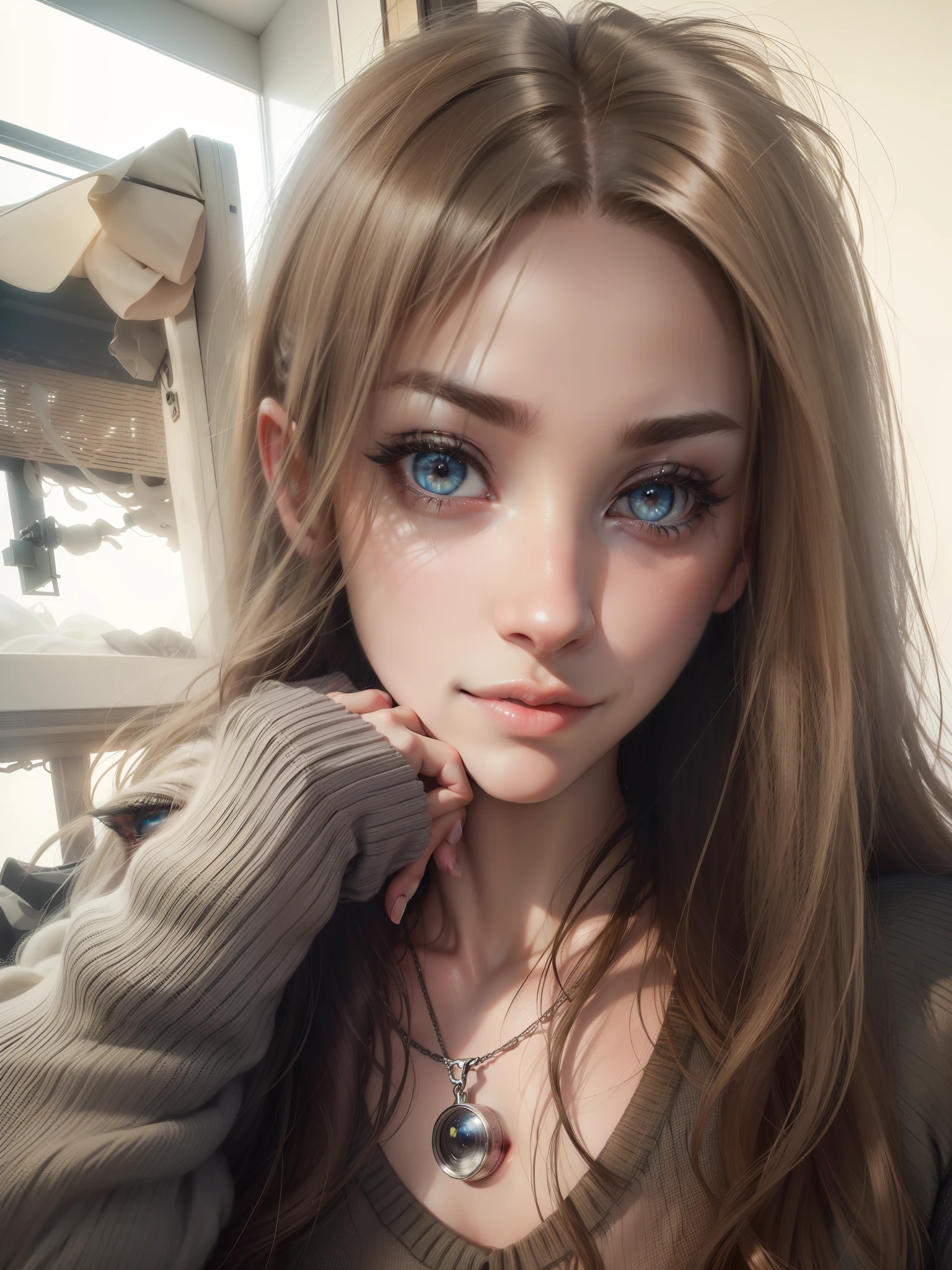 (realistic, photo-realistic:1.37),(8k, RAW photo, best quality, masterpiece:1.2), cute, ultra-detailed,heart-shaped pupils,physically-based rendering, ultra high res, kodakvision color, shot on Arricam LT Camera, bokeh, sharp focus,
looking at viewer,photorealistic,realistic, solo, photorealistic, best quality,extremely detailed face,extremely detailed eyes and face, beautiful detailed eyes,absurdres, incredibly absurdres,haunting smile,Messy hair, floating hair, ,