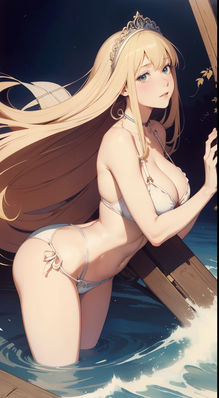 Anime Girl with brown medium hair, front fringe, with tiny waist, big boobs, curvy hips