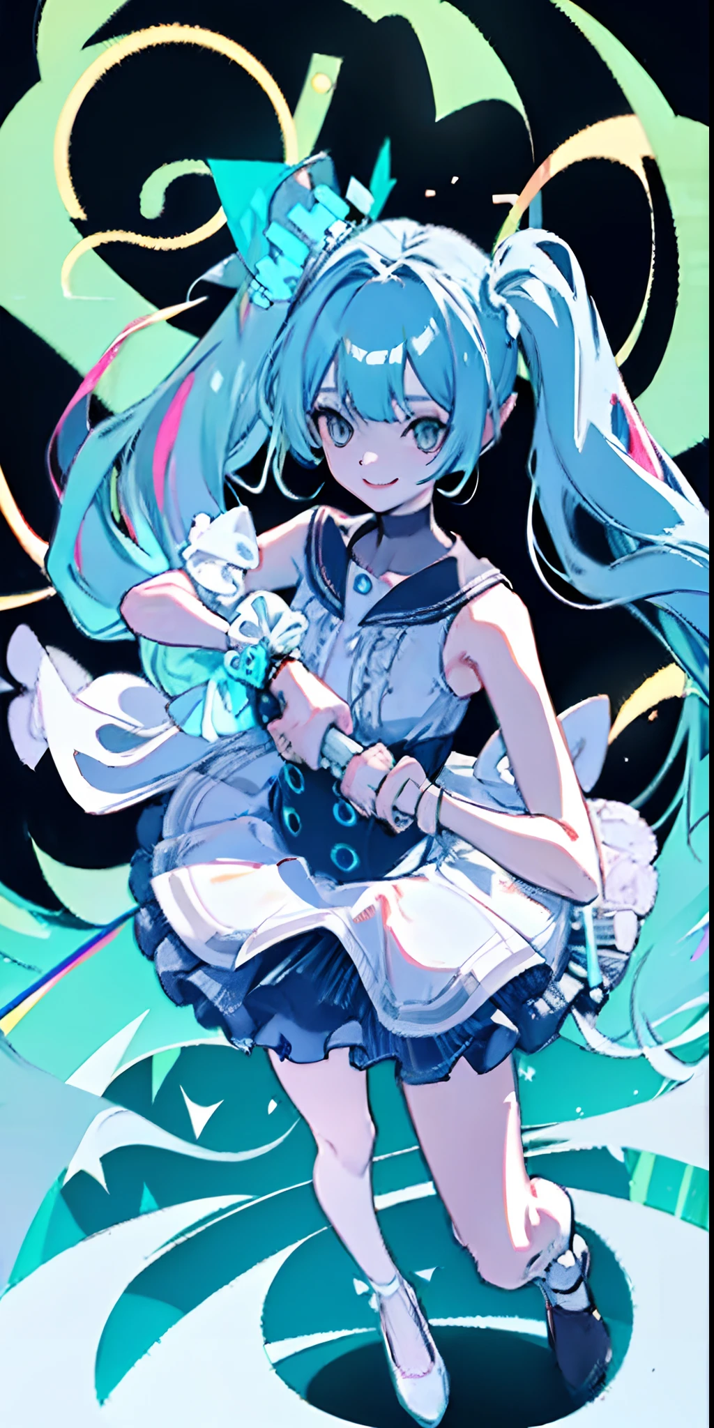 demon tail，butterflys，coda，bug，1girl，long whitr hair，Beautiful dress，Wristbands，footwear，hatsune miku，The shirt，choker，Black legwear，aqua hair，bike shorts，solo，blue butterflies，double tails，Black choker，bangle，full bodyesbian，Black ribbon，Extra-long hair，Tail decoration，jewely，Black bow，hair between eye，ahoge，heavy snowy，耳Nipple Ring，snow mountains，Tail bow，standing on your feet，ssmile，delicate leg，鎖骨，cropped shoulders，is shy，ribbon，Long gray hair，aqua eyes，Gradient color，Delicate bow，White knee-length socks，looking at viewert。