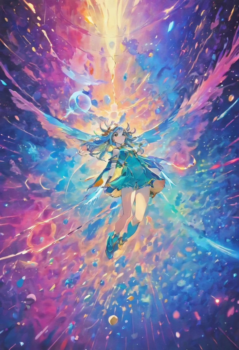 Imagine an electric blue nebula filled with psychedelic colors and pulsating plasma streams. A cyborg, half-human and half-android, floats in space, marveling at the alien technologies surrounding. illustration, dark magic splash, fantasy art, hand drawn, Accent Lighting, subtle motion effects, best quality, decorative art, low-poly, UHD, golden ratio composition, ((soft colors)), (cel-shading style)extremely saturated image (saturation 10) ink lined art, bold lines, illuminated by stars