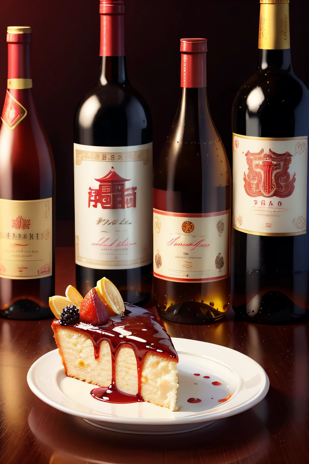 White wine with cake，Moutai logo，Sauce fragrant plum cake，Sauce Lemon Tai Wine，Red and white，outstanding，of a real，