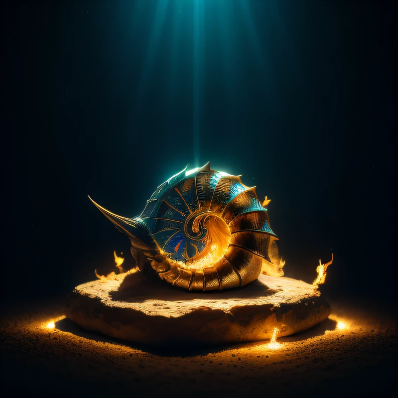 Fire, mercury, pearls, nautilus, gold mines,Stereo equidistance,starlights,Dingdall effect,Light and shadow intensification,3D modeling,Four-dimensional model,Virtual Engine,rendering,Studio lighting,The light shines,Fantasy atmosphere,vibrant with colors,8K,Surface reflected light