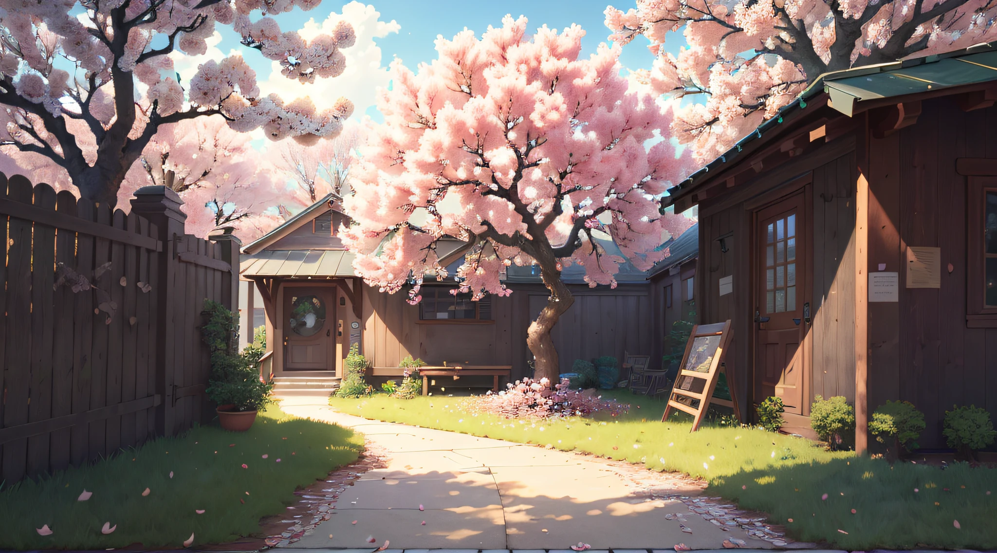 Original,(illustratio:1.1),(best qualtiy),(tmasterpiece:1.1),(the Extremely Detailed CG Unity 8K Wallpapers),(a color:1.2),Cherry Magnolia Tree,Magnolia petals,scenecy,rios|Wagas,