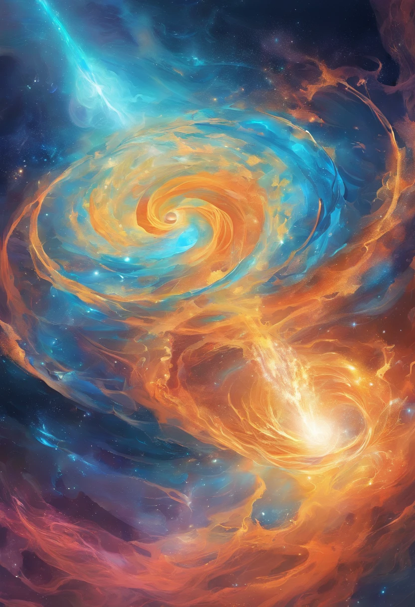 Imagine an electric blue nebula filled with psychedelic colors and pulsating plasma streams. A cyborg, half-human and half-android, floats in space, marveling at the alien technologies surrounding. illustration, dark magic splash, fantasy art, hand drawn, Accent Lighting, subtle motion effects, best quality, decorative art, low-poly, UHD, golden ratio composition, ((soft colors)), (cel-shading style)extremely saturated image (saturation 10) ink lined art, bold lines, illuminated by stars