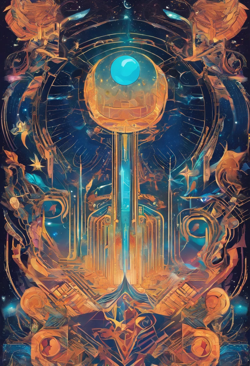 Imagine an electric blue nebula filled with psychedelic colors and pulsating plasma streams. A cyborg, half-human and half-android, floats in space, marveling at the alien technologies surrounding. illustration, dark magic splash, fantasy art, hand drawn, Accent Lighting, subtle motion effects, best quality, decorative art, low-poly, UHD, golden ratio composition, ((soft colors)), (cel-shading style)extremely saturated image (saturation 10) ink lined art, bold lines, illuminated by stars