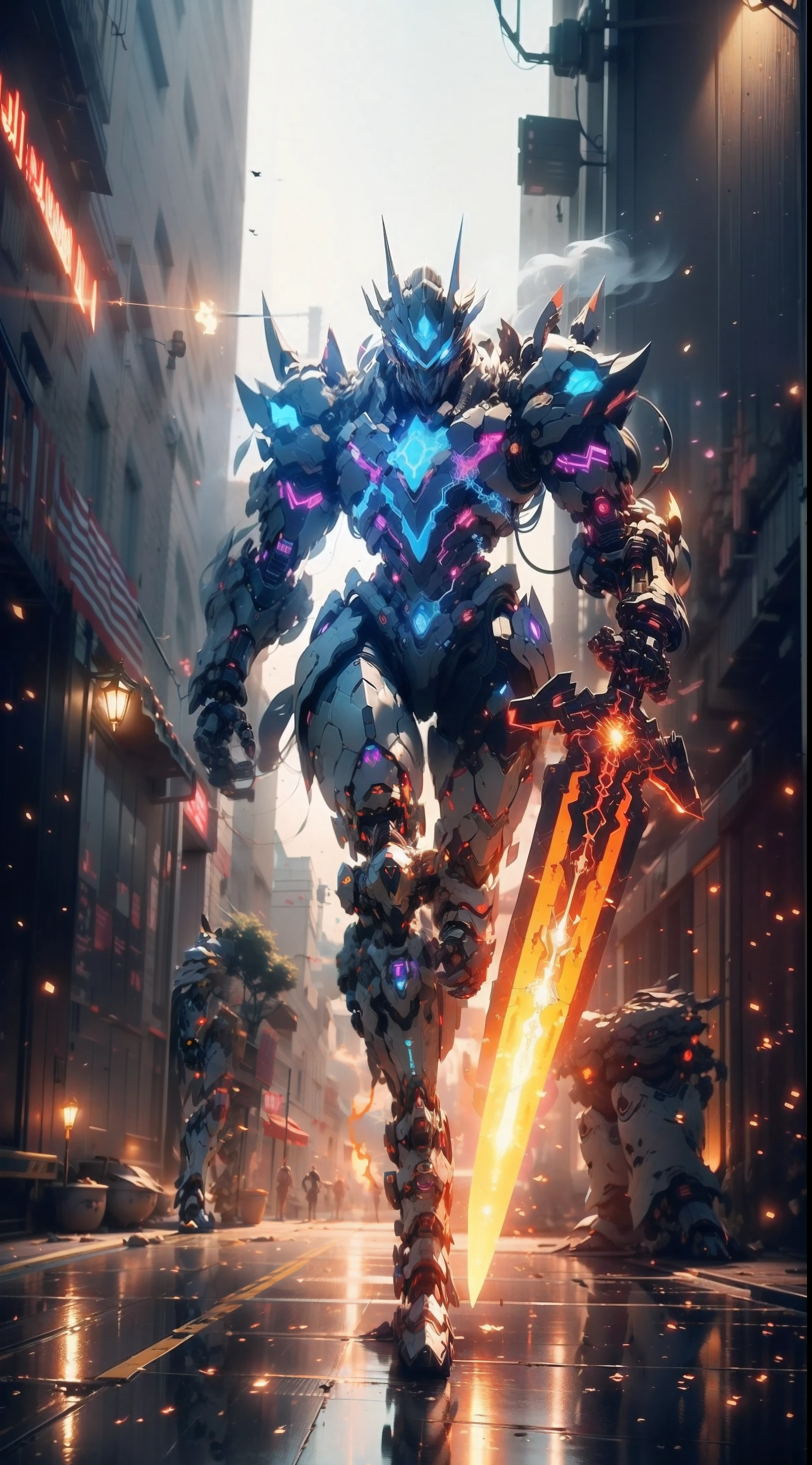 Hyperrealistic, Unreal engine, 3d, Ghost executioner with huge tomahawk, super cool ghost executioner, giant tomahawk, boxer, red mechanical boxer, wearing green mechanical armor, smoke surrounding, tomahawk swinging pose, imposing walking, frontal perspective, perfect eight-headed body proportions, tall body, full body photo, super detail, realistic, shiny, reflective, bioluminescent, galactic cybernetic mask, mecha, (executioner: 1.2), cape, SH4G0D, GlowingRunes_red, full body, movie, dark background, backlight, high contrast,UHD