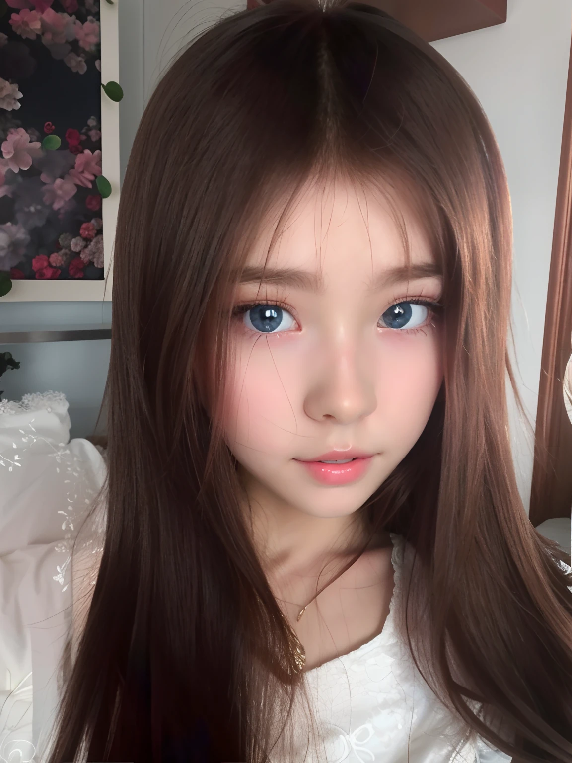 young and shiny white shiny skin、Cheek highlights、Best Looks、Crystal clear blonde hair,Shining highlights、Shiny light hair,、Super long silky straight hair、Beautiful bangs that shine、Big blue eyes like sparkling jewelry、Very beautiful cute cute cute cute 17 year old girl finger anime style bie pose