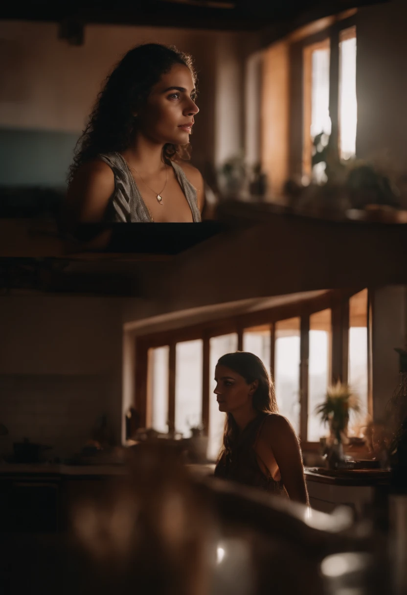 Foto RAW, Brazilian girl appearance, altura total, 8k uhd, dslr, clear lighting, alta qualidade, grain of film, em uma casa