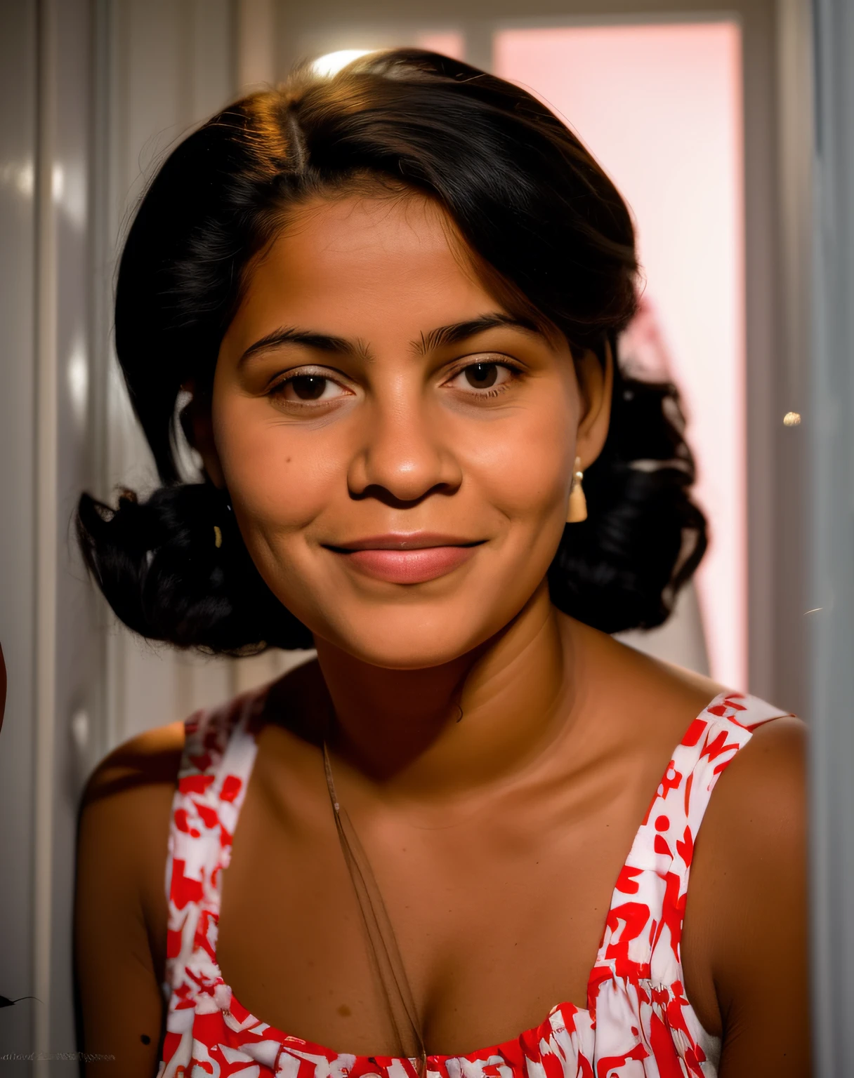 there is a woman that is posing for a picture in a bathroom, 13 anos, foto da mulher jovem, foto 1960, taken in the early 2020s, foto de uma mulher negra, em torno de 1 9 anos, color studio portrait, foto do perfil, 2 5 anos, Tiro de glamour, na casa dos 20 anos