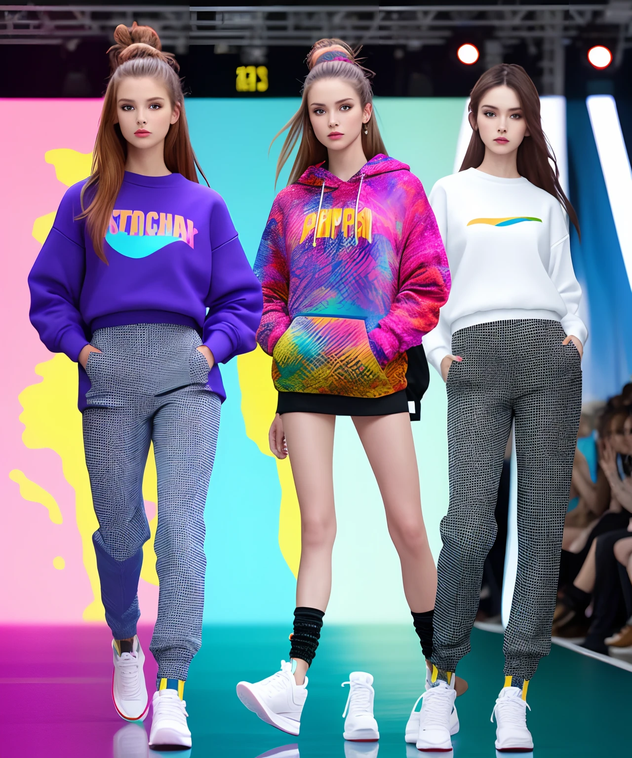 Catwalk，1 Female body template，Sweatshirt，Fashion show，Colorful colorful