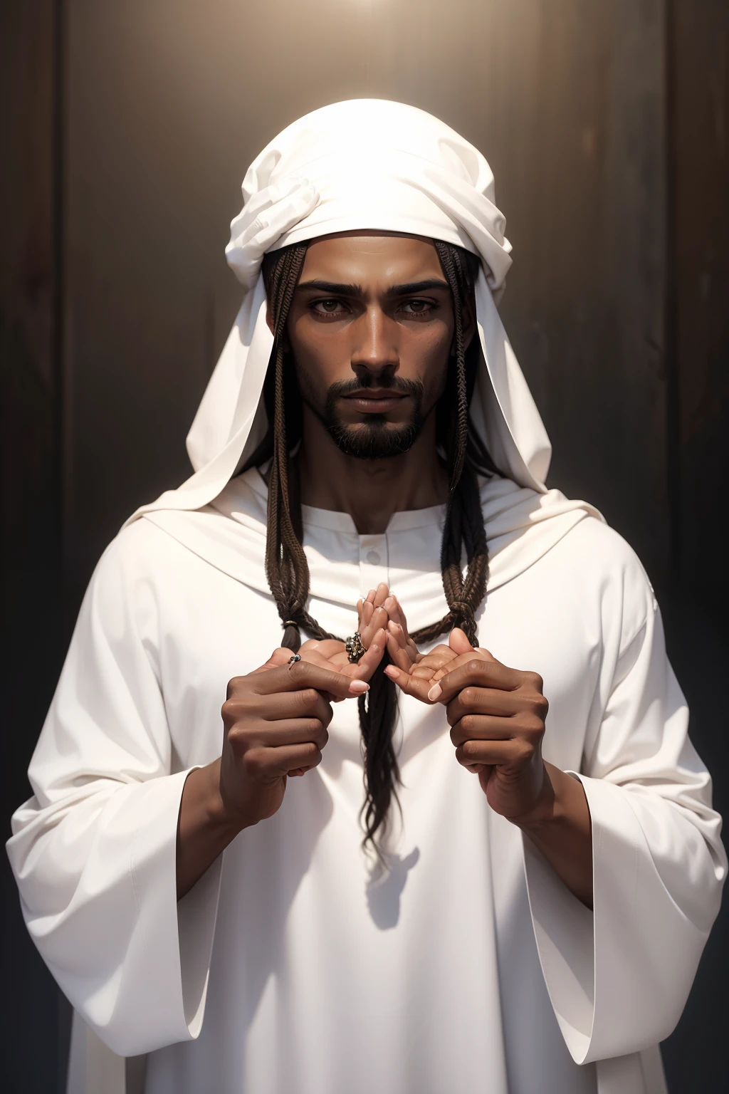 the palms of the hands together, as in prayer