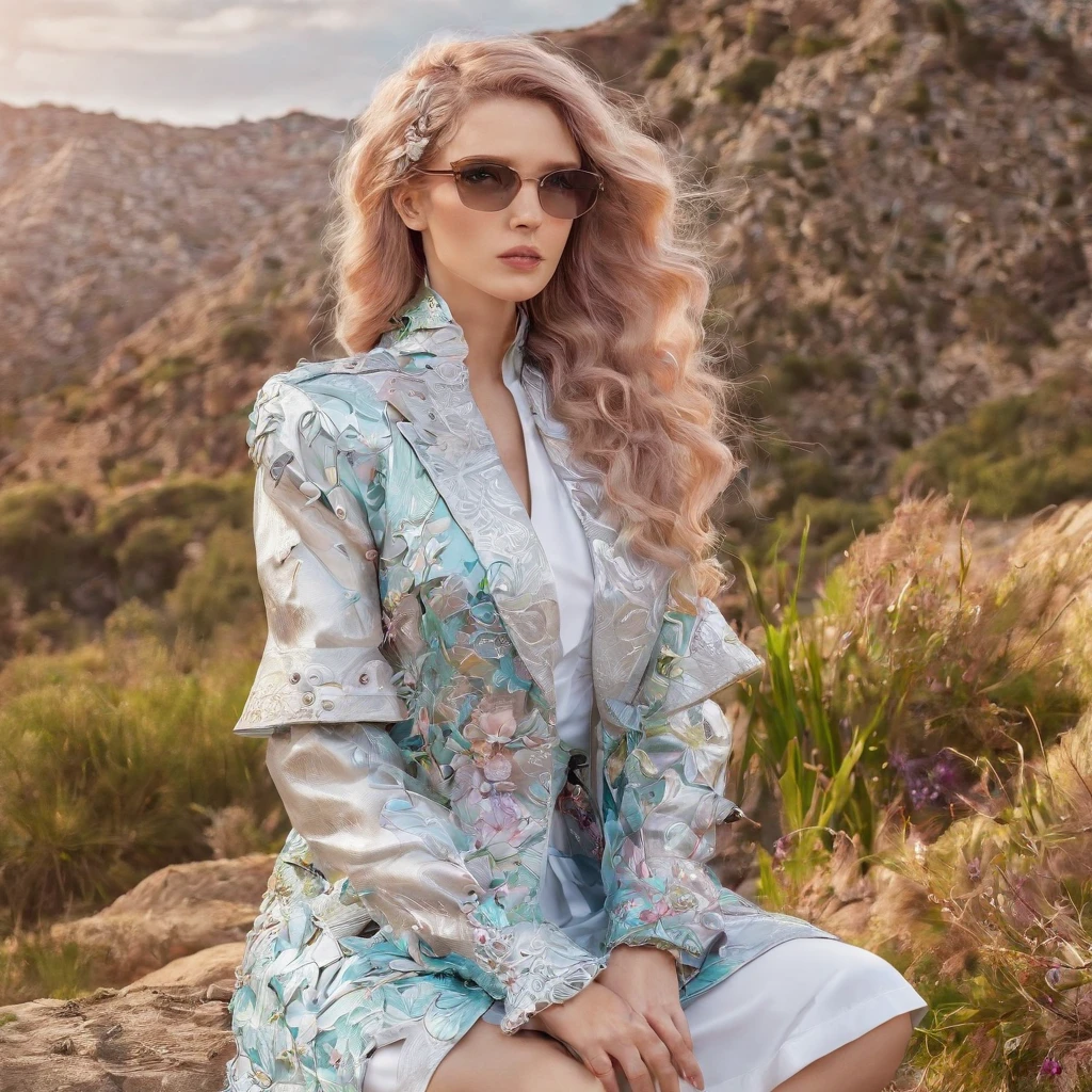 tmasterpiece, Best quality at best, spring outfit, colorfulhair, En plein air, MagazineCover ,The upper part of the body