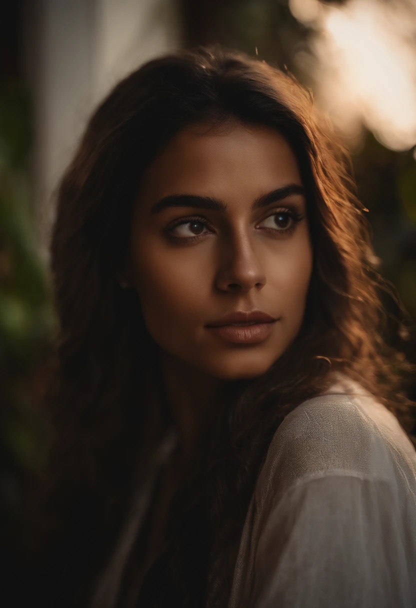 foto de perfil, Brazilian girl appearance, altura total, clear lighting, alta qualidade, grain of film, em uma casa iluminada
