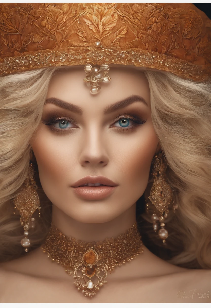 Beautiful ultra realistic blonde woman with extraordinary details with tattoo on vagina