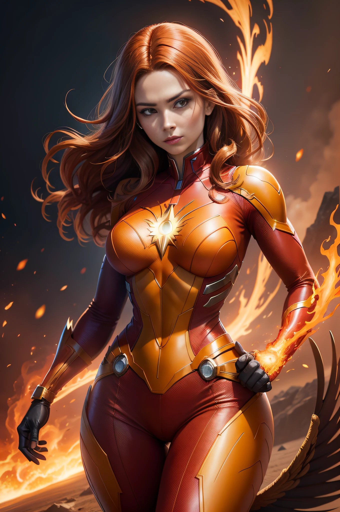 Linda mulher corpo definido detalhado usando cosplay do flash, seios pequenos