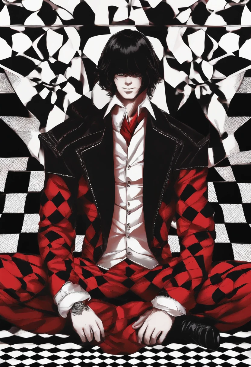 black and red checkered Lumbejack style manga