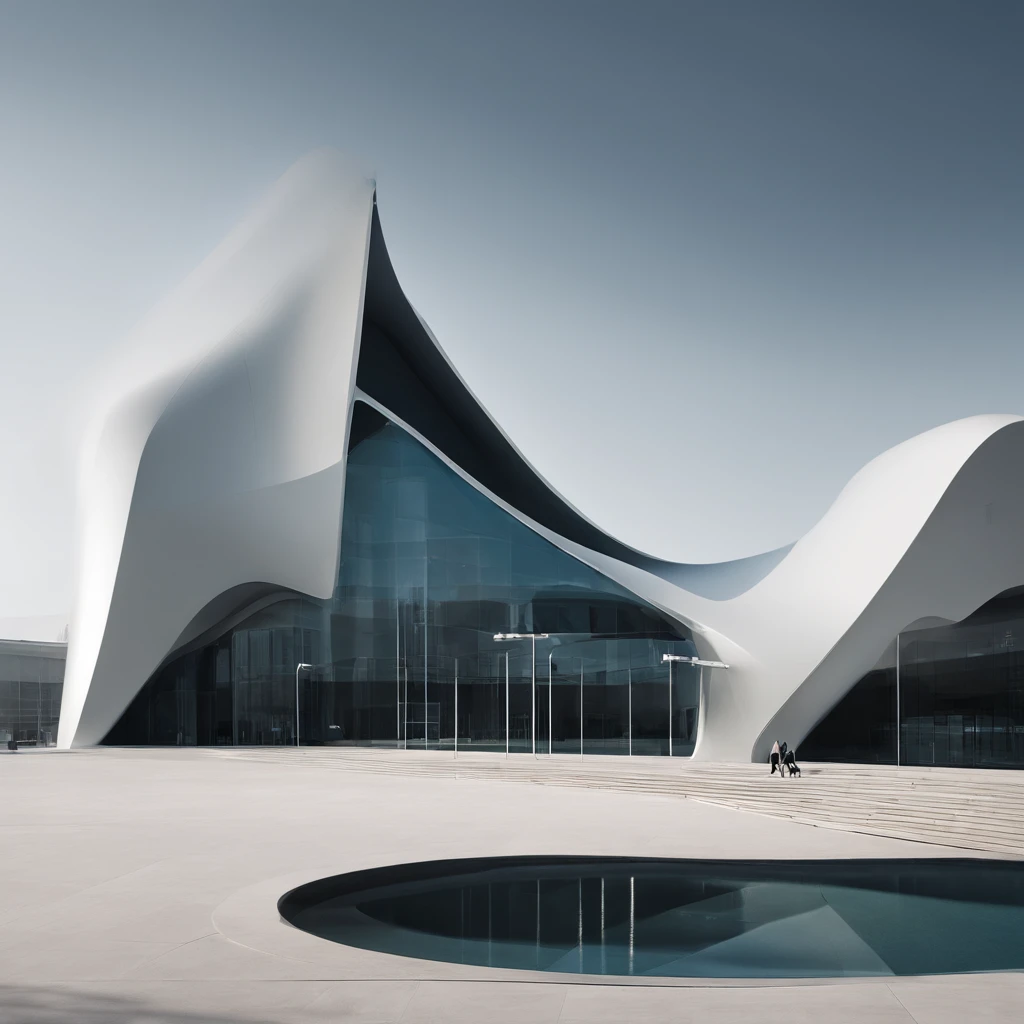 zaha hadid（Zaha Hadid）Style alien photos of futuristic town, organic architecture, Street photography, Cyberpunk