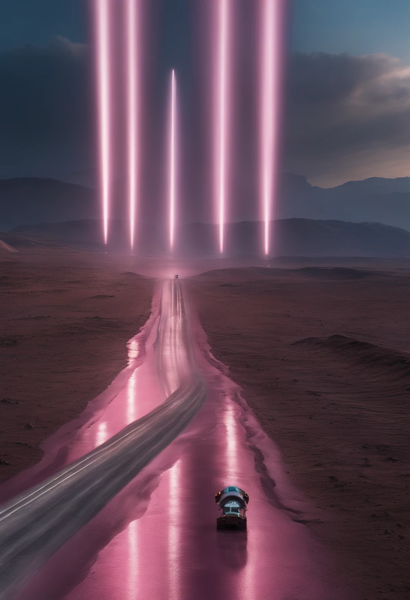 - [ ] - [ ] Hi Def 32K res drone view architect render pink on ice planet 777778878111ft Giant alien ship through wormhole with 1/2000th scale, alien rocket launches,ice desert planet of caves alien warriors rockets,vehicles scale high rack on 14 demo tables Medium Brilliant light blue with gold trim, green zebra stripe and front lights,1”Letter G Logo,EF 800mm f/5.6L,USM Super Telephoto Lens DeepPRIME XD.3840x2160 p - Image Creator