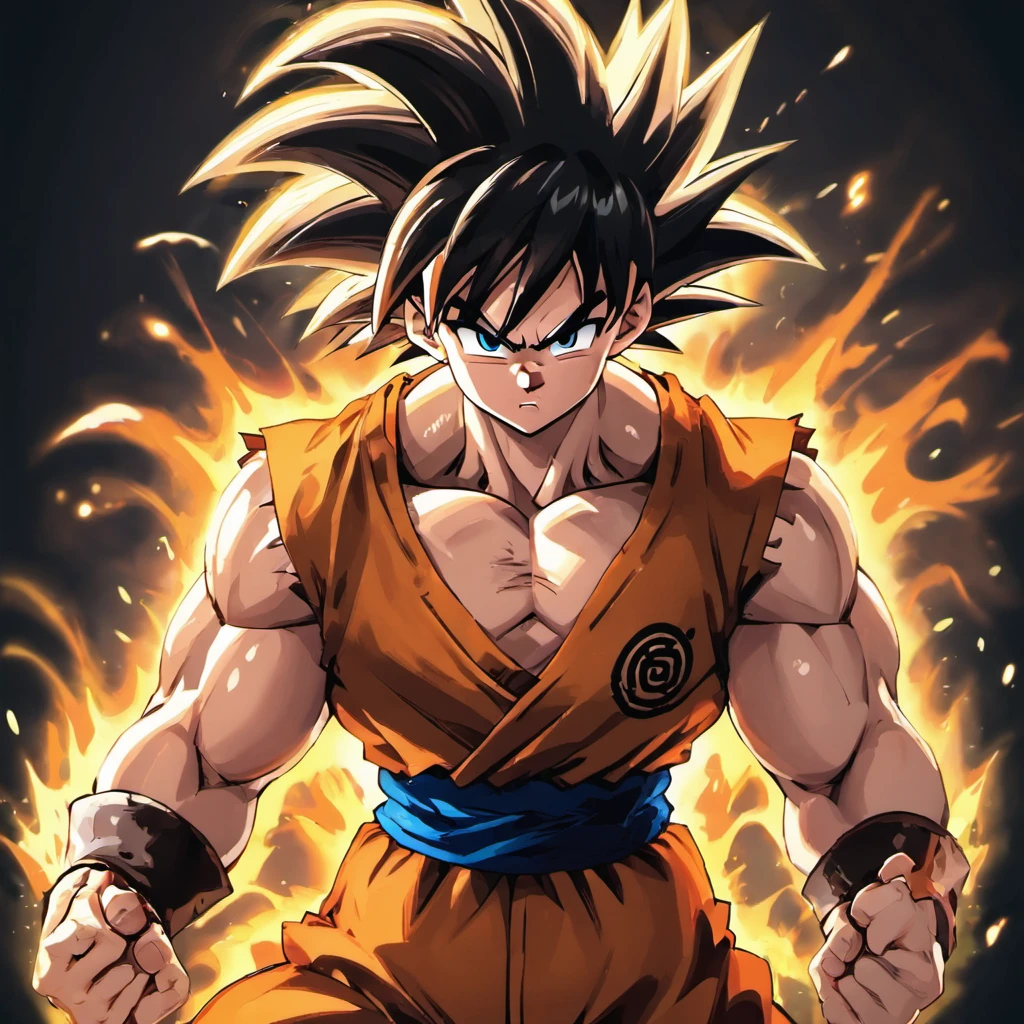 Goku wide body shot, hyper realistic, 8k quality, 4k quality, perfect quality
