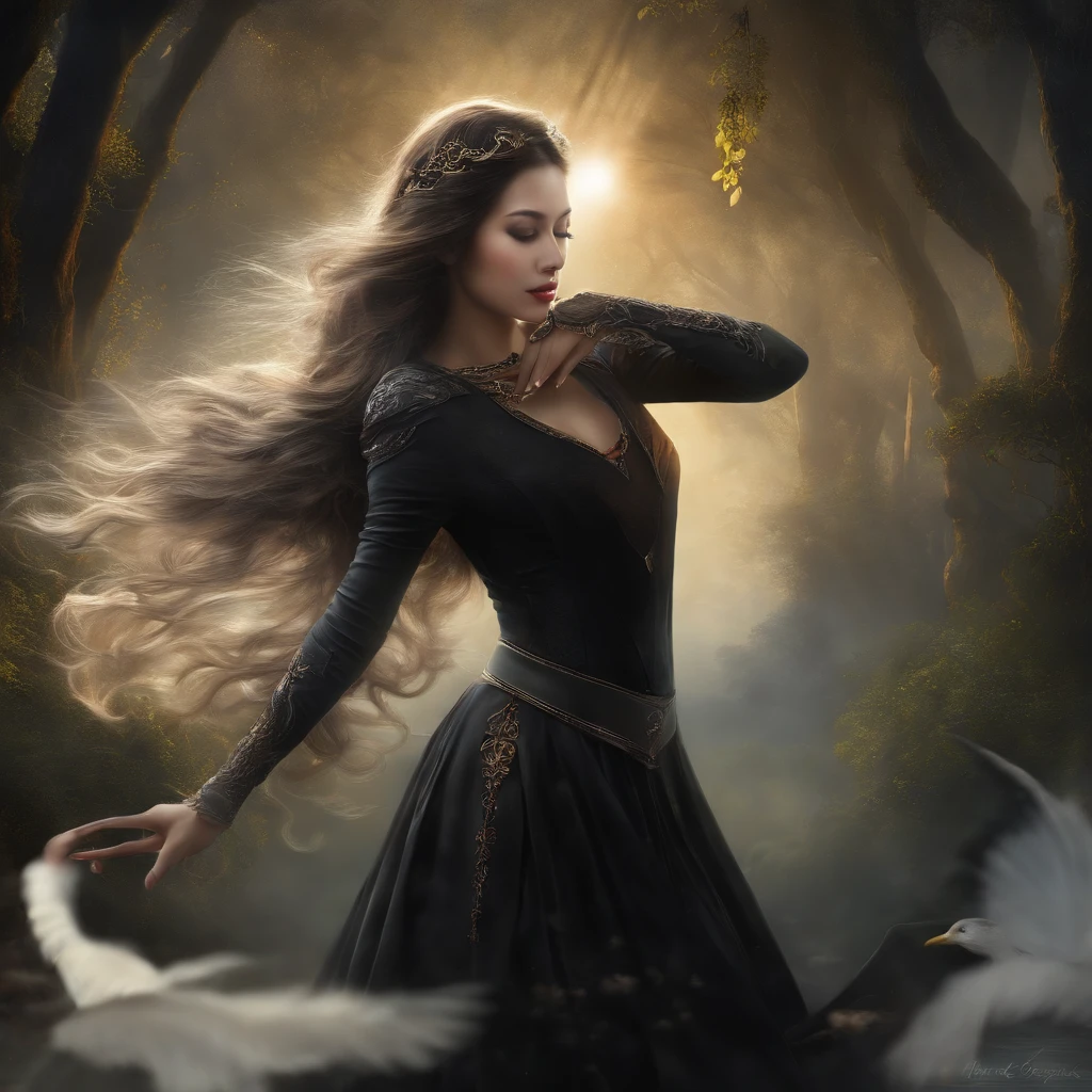 Best quality, Masterpiece, 超高分辨率, (photograph realistic:1.4), surrealism, Dream-like,fusionart, Shadowdancer, shadow magic, darkness control, stealth, shadowstep, umbral spells, hidden blade,