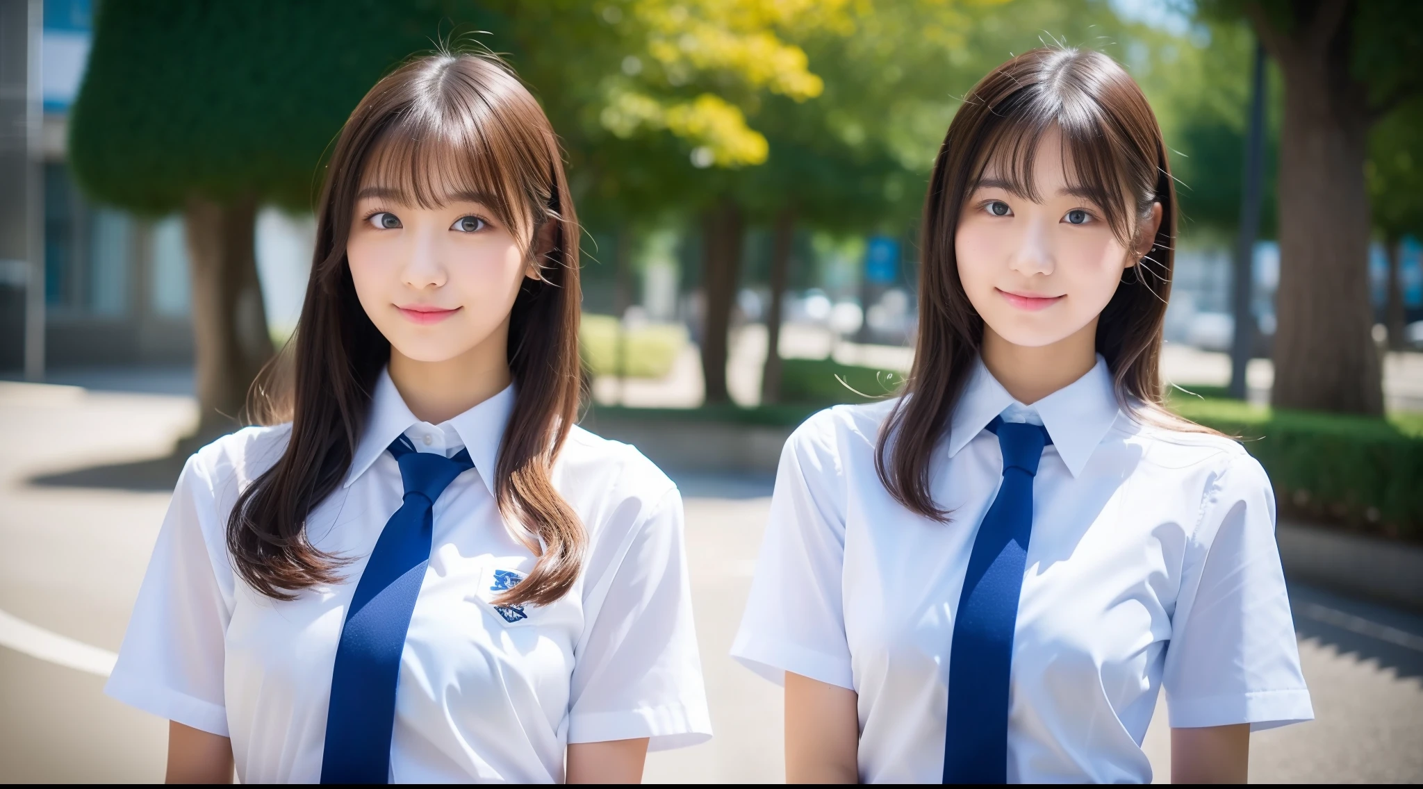 Miniskirt high school girl 18 years old、Wearing a white shirt and light blue tie