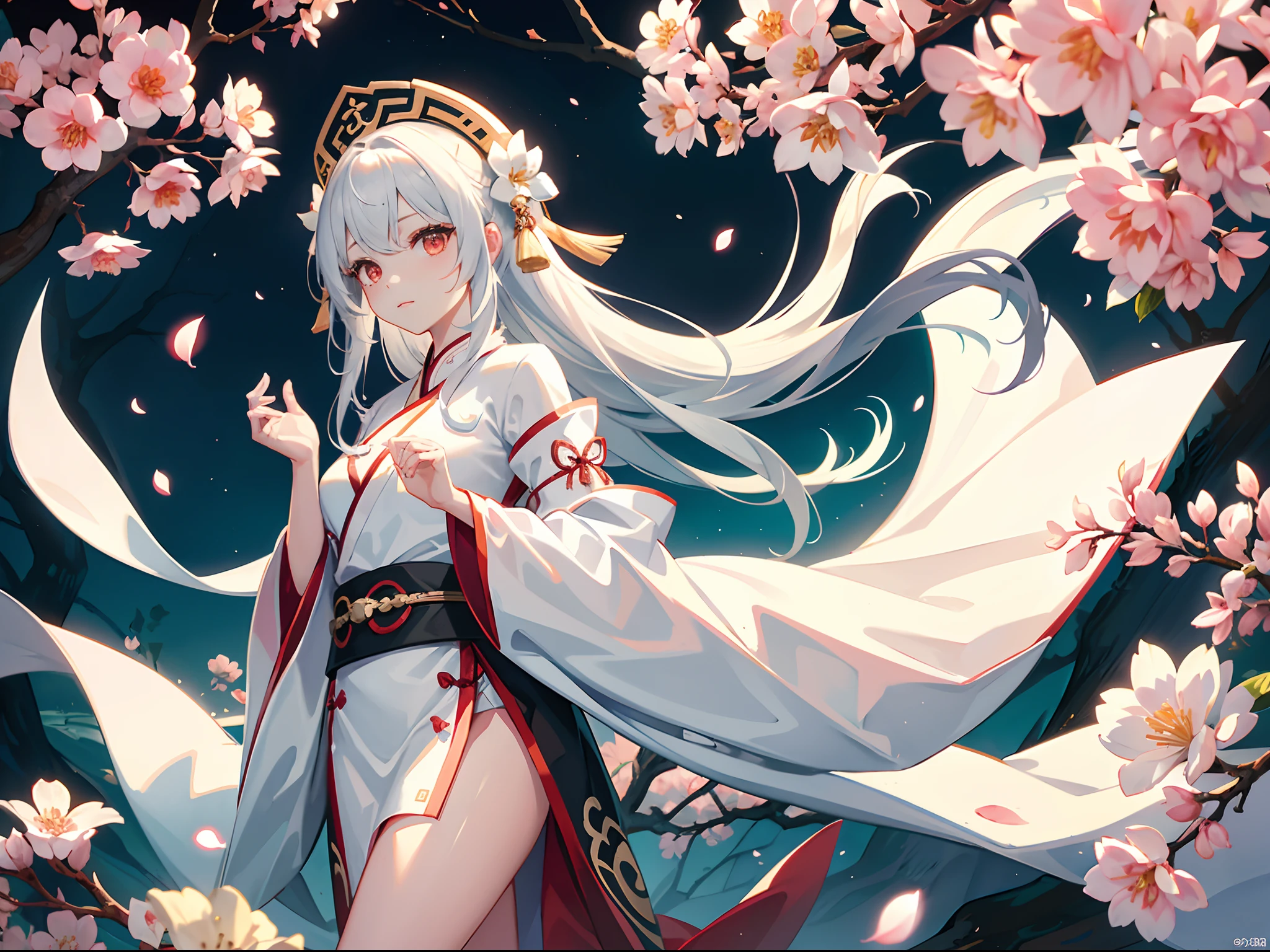 white hair、chinese clothes、1 girl in