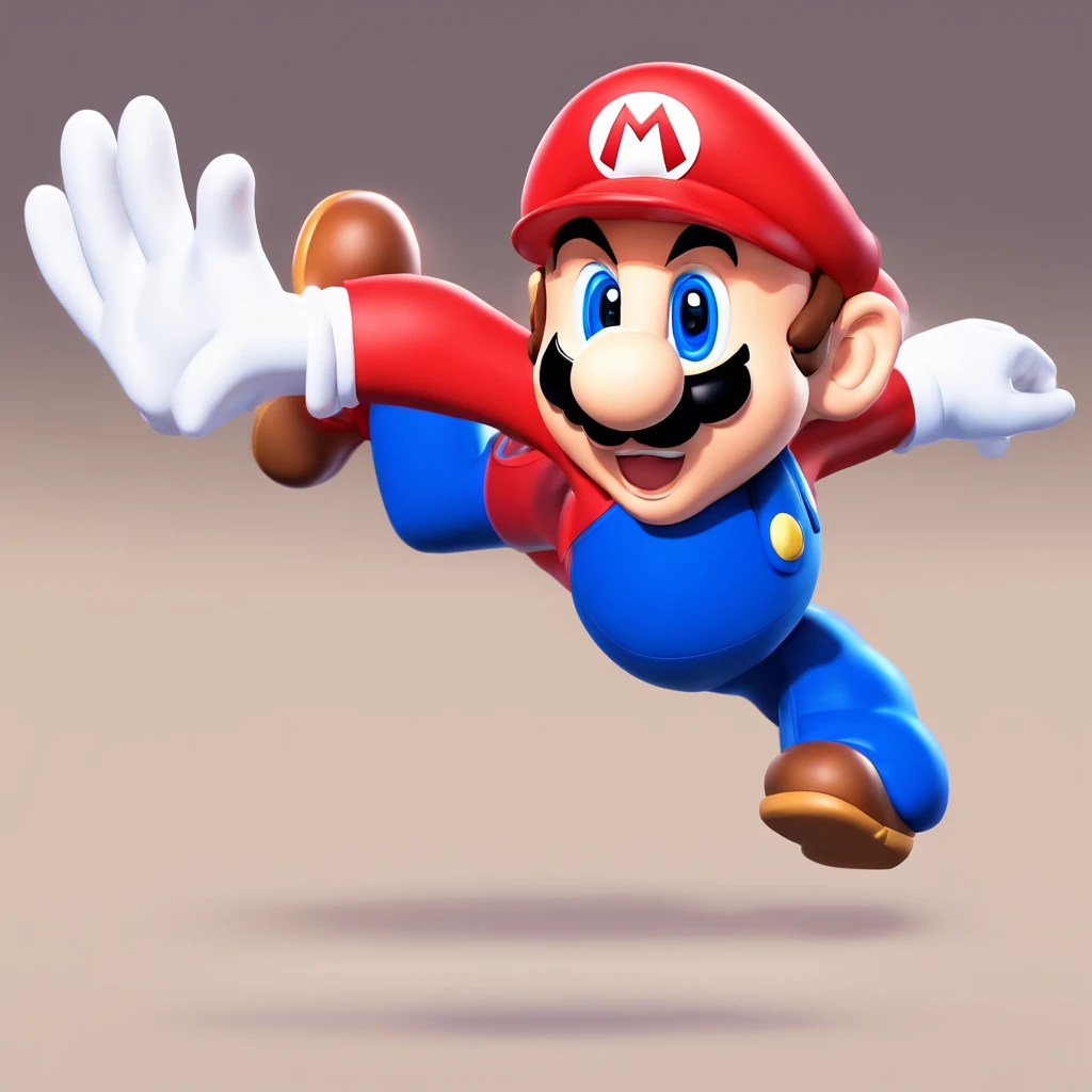(mario), Character design, Nintendo Super Mario, (Blue eyes, Red Hat, Red suit, Blue suspenders, White gloves, )Super cute blind box style, tchibi, full bodyesbian, exaggerated expressions and movements, Clean background, bright iridescent highlights, Studio lighting, Atmospheric lighting, The texture is delicate, High detail, high resolution, C4D, 。.。.3D, blender, 8K, Best quality, hyper HD