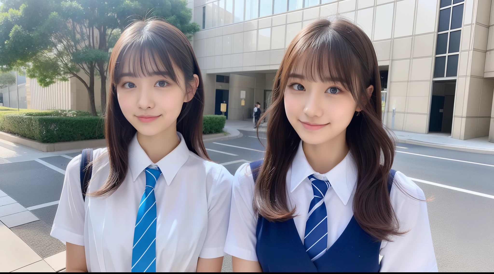 Miniskirt high school girl 18 years old、Wearing a white shirt and light blue tie