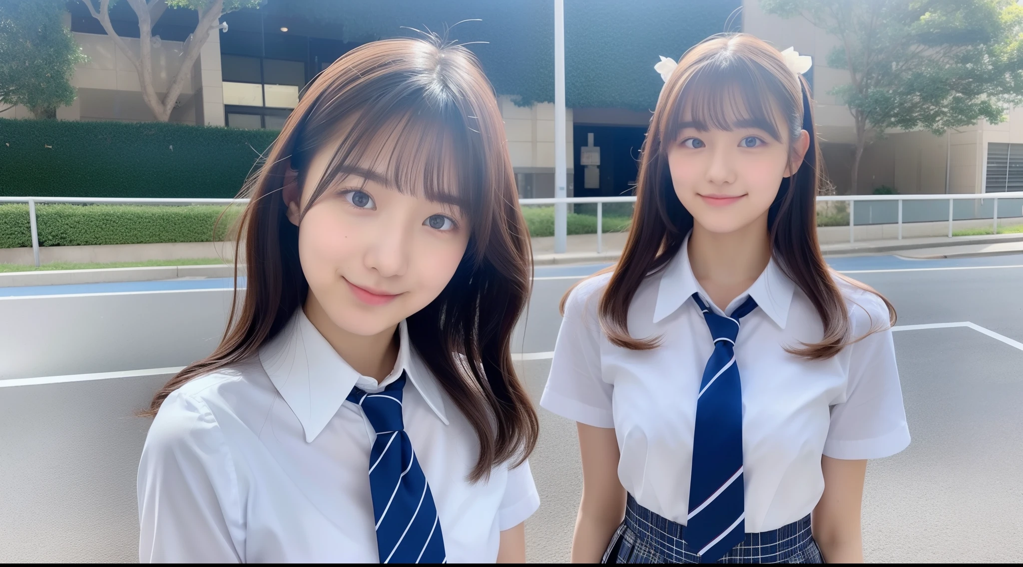 Miniskirt high school girl 18 years old、Wearing a white shirt and light blue tie