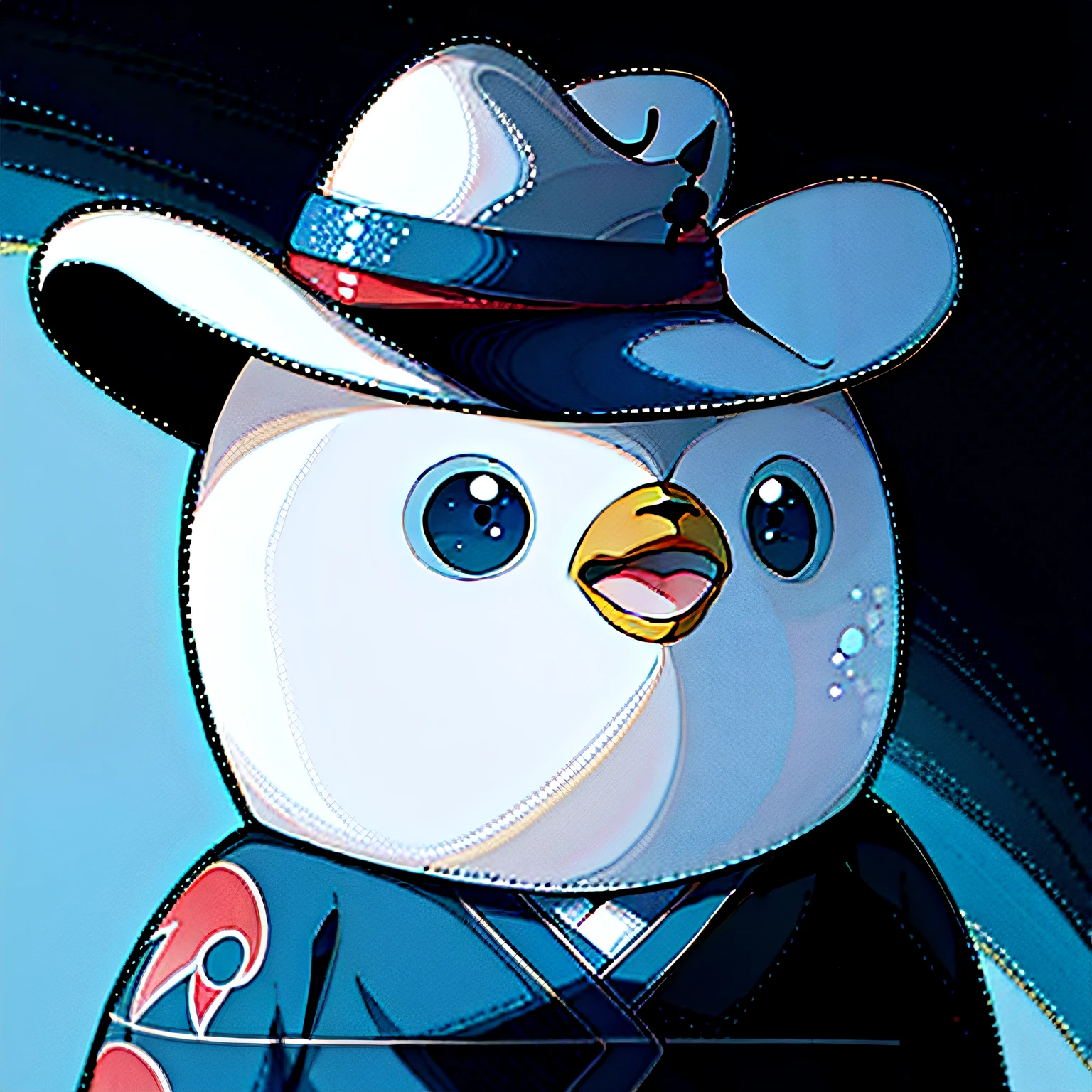 Penguin in hat,pinguin,wearing kimonos,illustration,largeeyes,