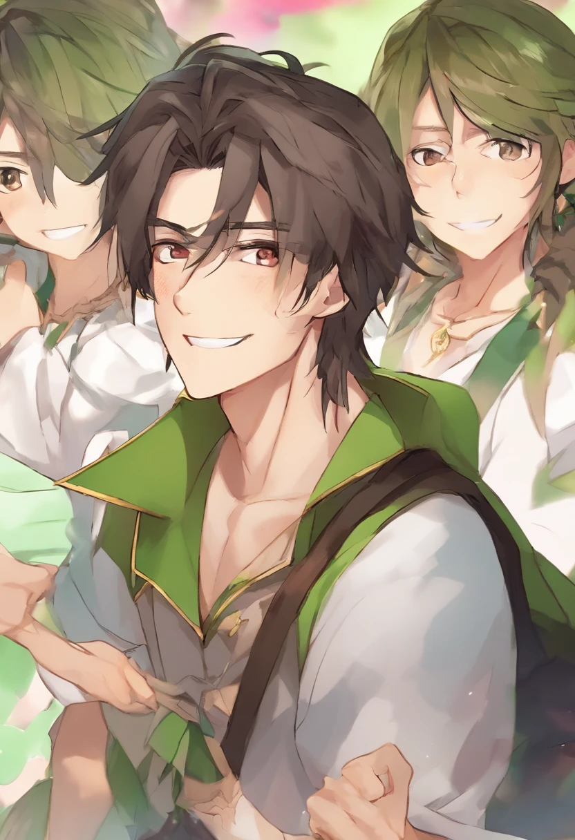 Garoto asiatico de 20 anos usando uma cueca verde com estampa de sapo, cabelo castanho, expression happy, realista, disco Rigido, behind him is an all-boys school, um internato ao fundo, garoto asiatico de 20 anos, cabelo castanho, expression happy, realista, disco Rigido, behind him is an all-boys school, um internato ao fundo, corpo fragil