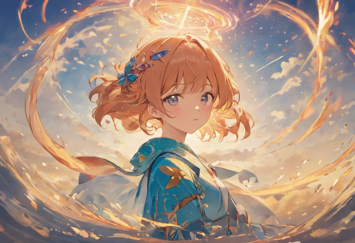 argon，Sad，Luo Tianyi，New cycle，without hands，with blue sky and white clouds