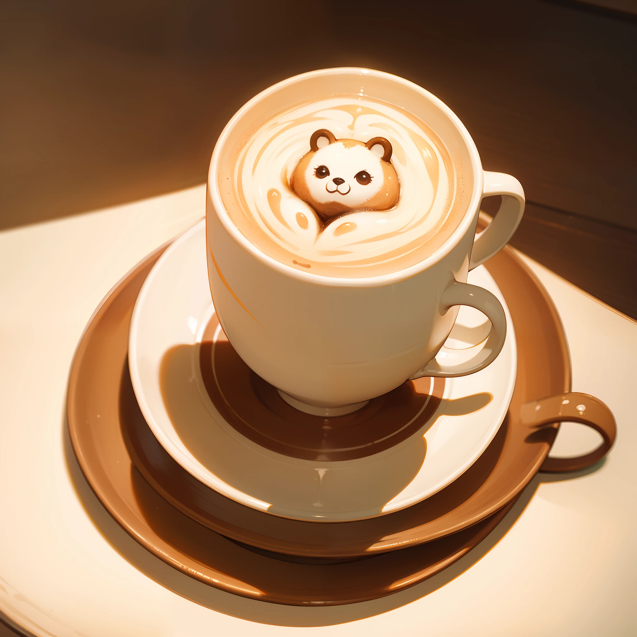 Bear painted in latte art, masterpiece, super detail, best quality