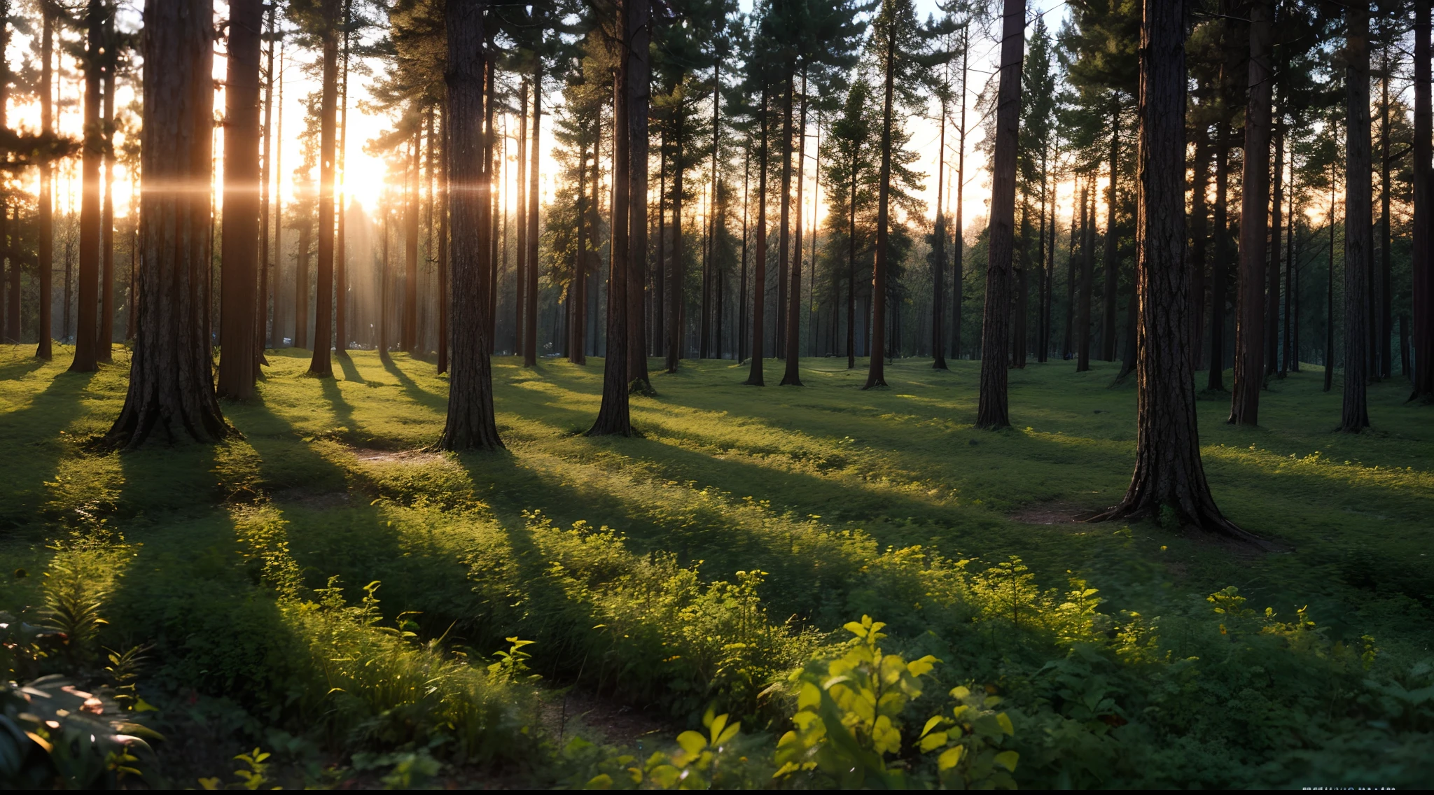 early evening、In the middle of the forest、Close-up on a branch、Trees illuminated at sunset々、very real、photo-like、 masutepiece, Best Quality, hight resolution, in 8K