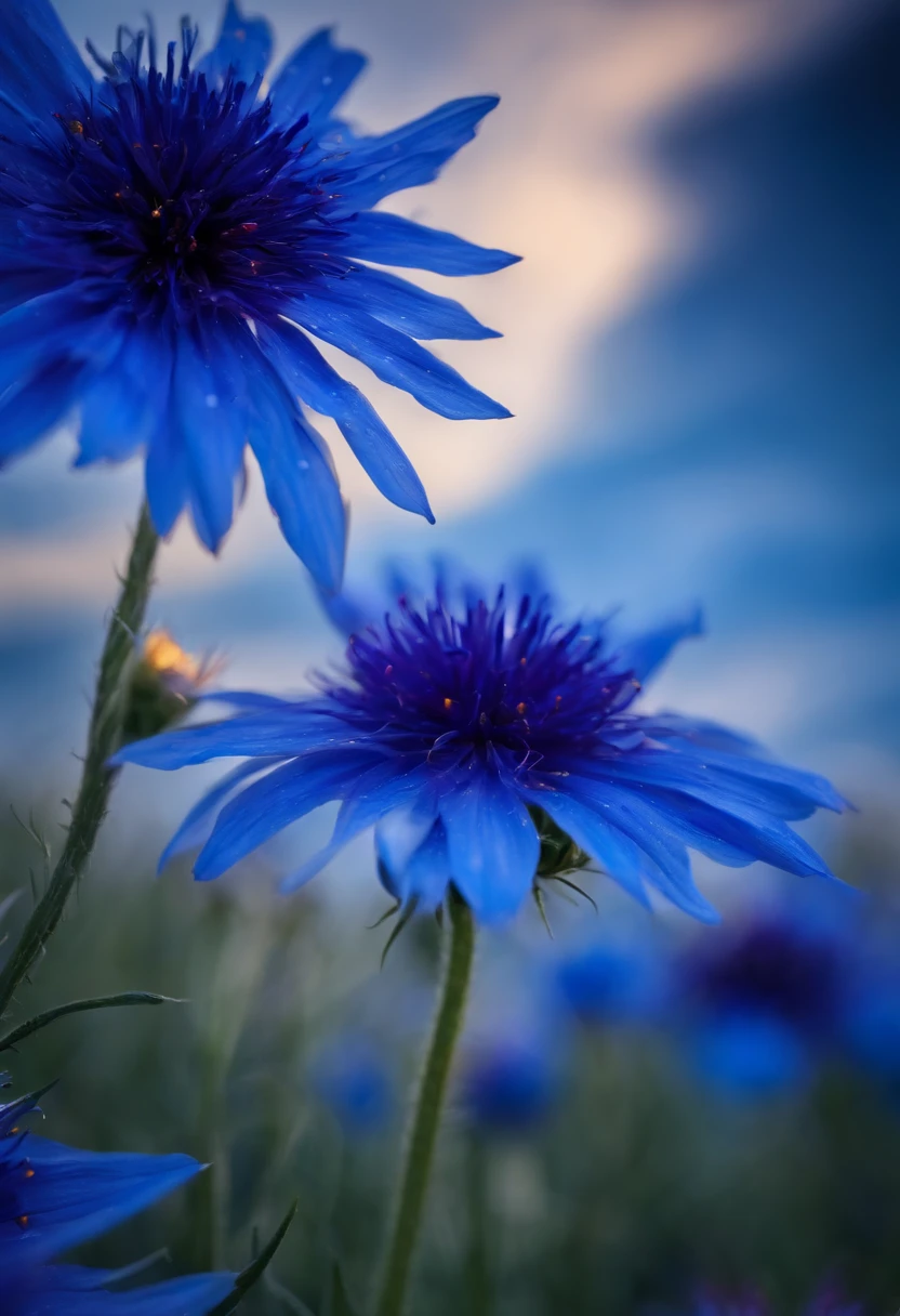 Vivid blue cornflower,Endless sea of flowers,Glittering starry sky,Grand,natta,A vast universe