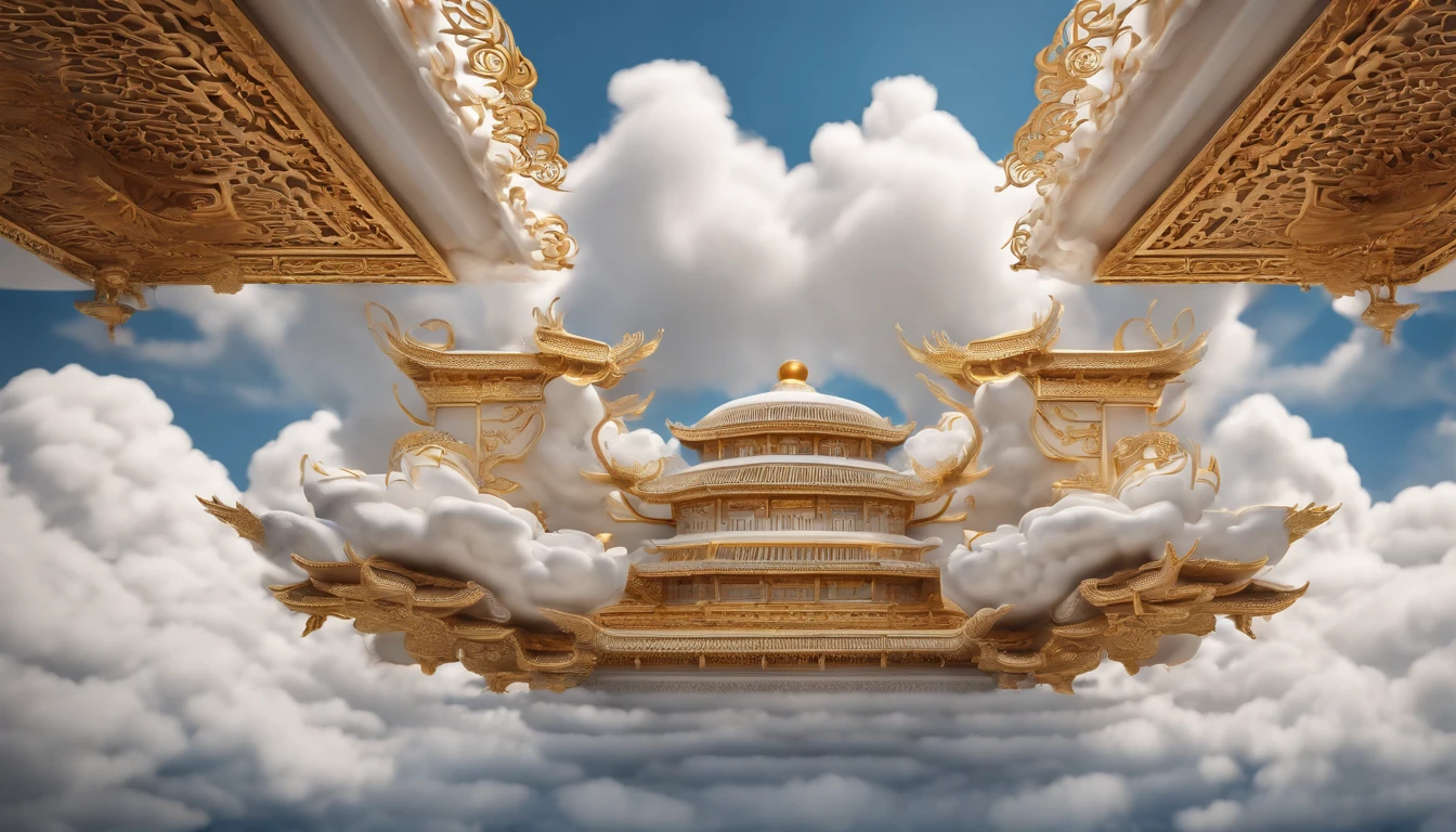 Classical auspicious clouds, Auspicious clouds made and carved with fine porcelain and white marble,Chinese style,Openwork engraving,Spread out from the center,Extreme detail, 8K, hyper qualit, Masterpiece, illustration, Photorealistic, Ultra photo realsisim, intricate sharp details, Dramatic lighting,