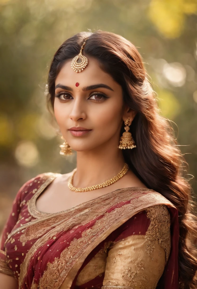 ileana d'cruz with sari, proper bengali look, red bindi, without jewellery,