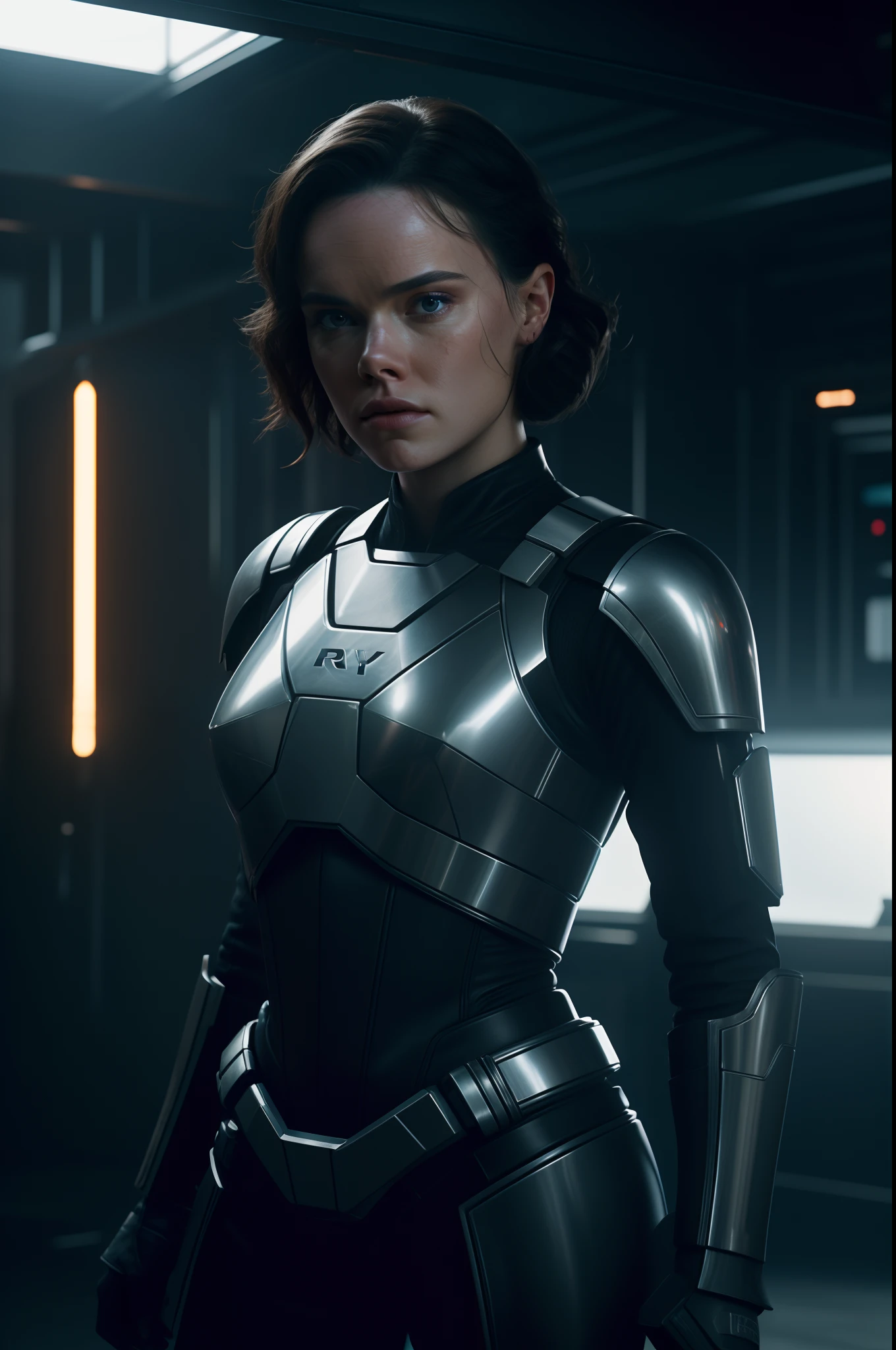 Hot Sci fi action of Daisy Ridley photography, natural light, photorealism, cinematic rendering, ray tracing, the highest quality, the highest detail, Cinematic, Third-Person View, Blur Effect, Long Exposure, 8K, Ultra-HD, Natural Lighting, Moody Lighting, Cinematic Lighting