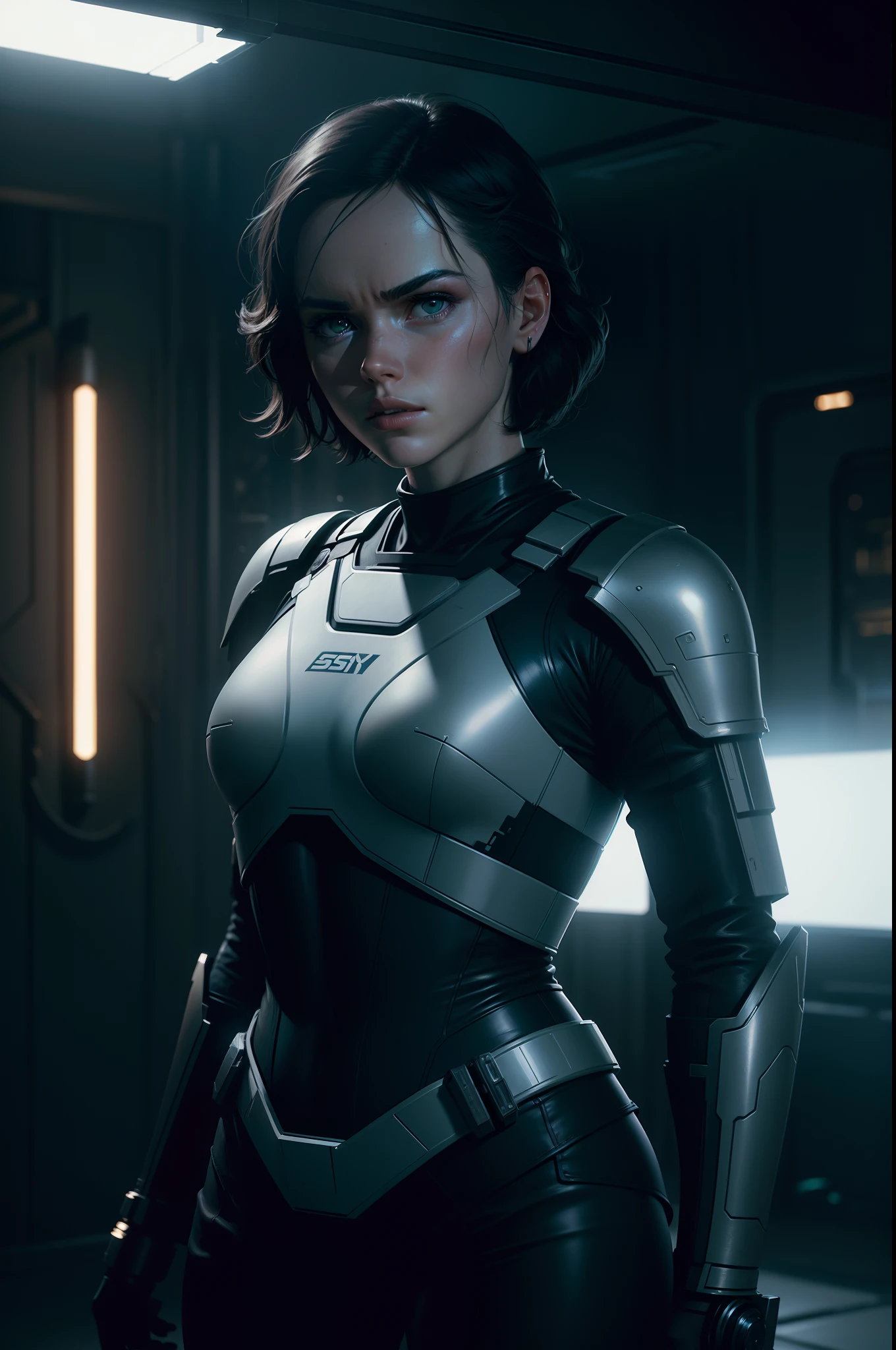 Hot Sci fi action of Daisy Ridley photography, natural light, photorealism, cinematic rendering, ray tracing, the highest quality, the highest detail, Cinematic, Third-Person View, Blur Effect, Long Exposure, 8K, Ultra-HD, Natural Lighting, Moody Lighting, Cinematic Lighting