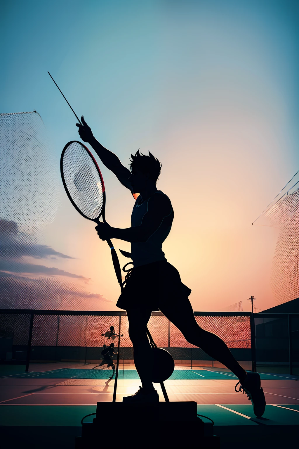 Escultura,siluette,male people,athlete,badminton