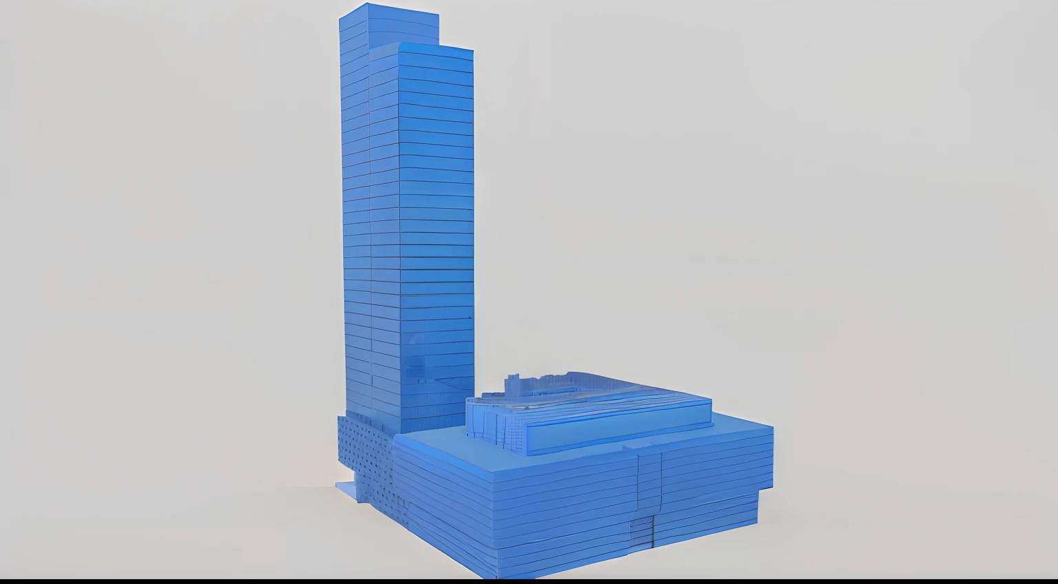 Close-up of blue tower with sky as background, stacked buildings, lots of building, rendered 3d model, digital model, modeled in 3 d, oc rendered, 3d rendered model, computer generated, low quality 3d model, tall minimalist skyscrapers, the building is a skyscraper, depicted as a 3 d render, 3 d rendered