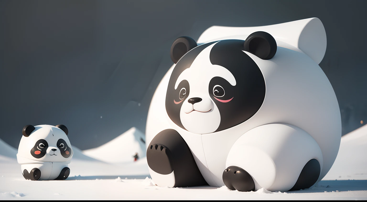 The cartoon character IP image of the panda as the main prototype,frontage,Lateral face,behind,white backgrounid,Winter ski styling,Think big,Be cute and stylish,In line with the aesthetics of young people。Floor plan,high qulity