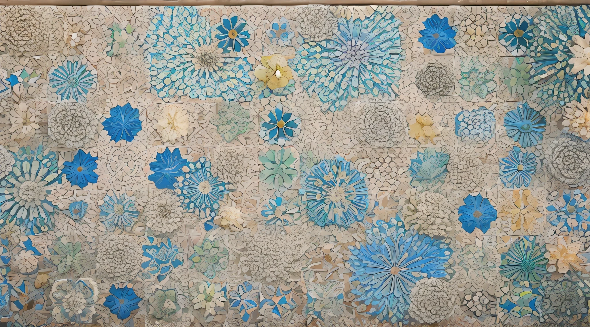 patterns 3d flowers, continuos line, --ar 1:1 --tile