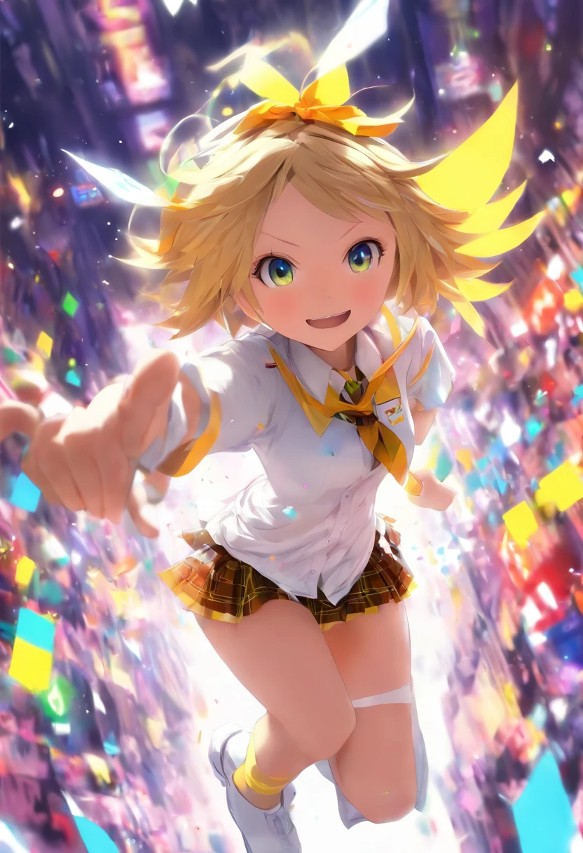 Kagamine Rin, school uniform, white underwear panties, skirt, white background,Instruction manual diagram, performance diagram,