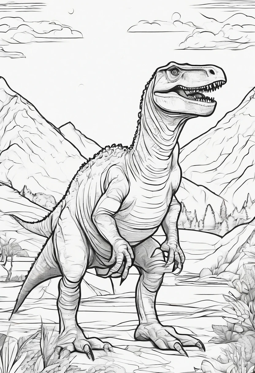 Coloring Book,a Dinosaur,Cartoon Style,Thick,Drawing