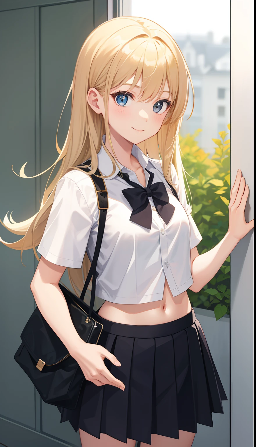 1girl in、AS-Adult、A smile、The shirt、skirt by the、(small tits)(Sheer Bra)、Upper body portrait、